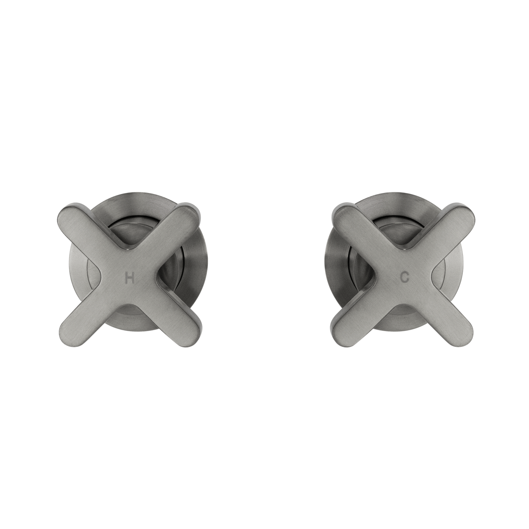 クロス・壁付2穴  混合水栓用ハンドル ガンメタル