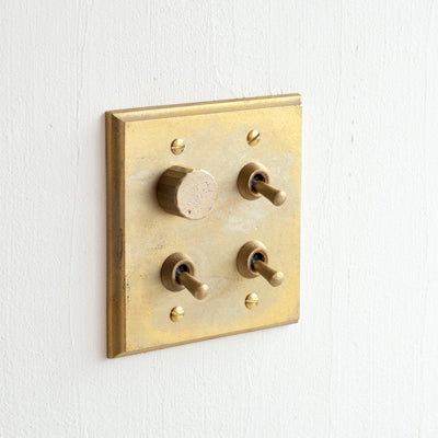 フタガミ スイッチ 真鍮 2連 3トグル + LED調光器