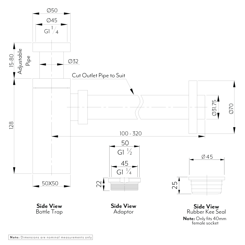 Marli ボトルトラップユニット-スクエア ニッケル