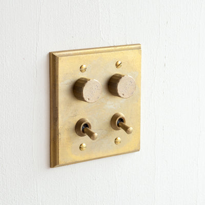 フタガミ スイッチ 真鍮 2連 2トグル + 2LED調光器