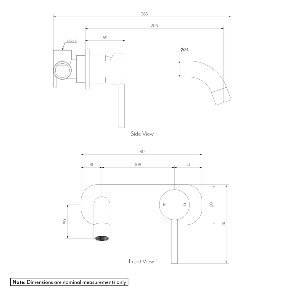 エリシアン・壁付混合水栓　壁付１穴レバーハンドル一体型