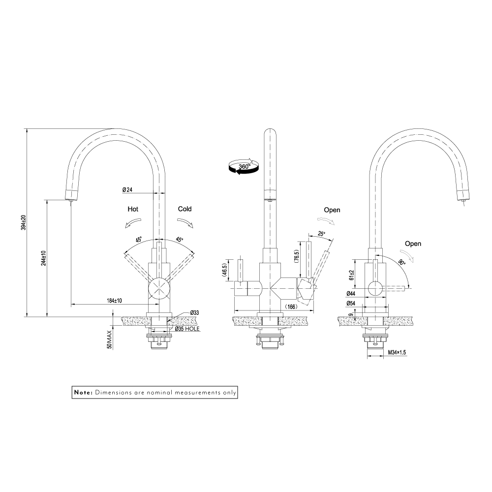 エリシアン・台付き1穴 浄水器内蔵キッチン用混合水栓 銅