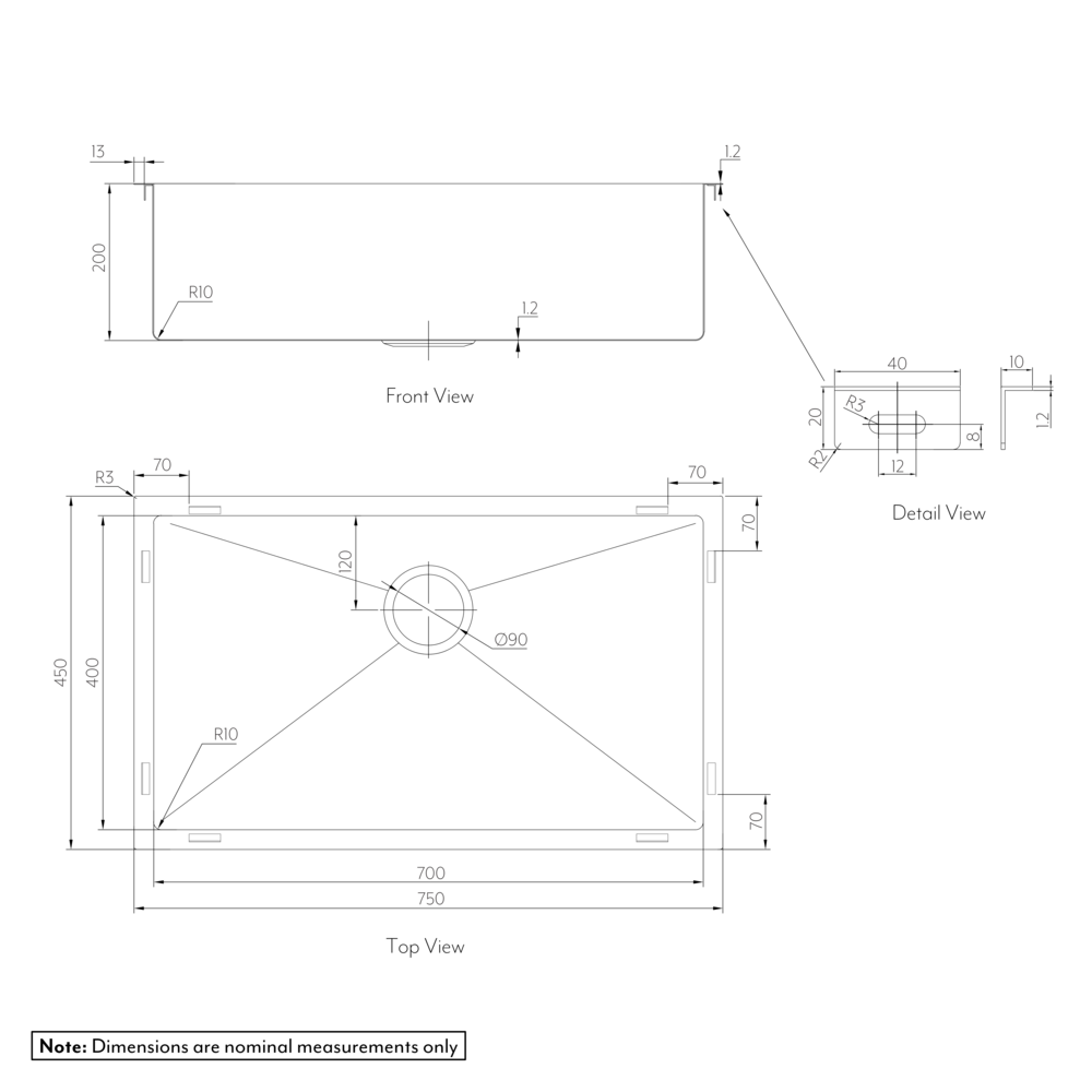 バリ・シングルシンク750mm