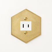 真鍮鋳造プレート（鋳肌） 半連１口用 六角 <br>+ NK 埋込コンセント ホワイト