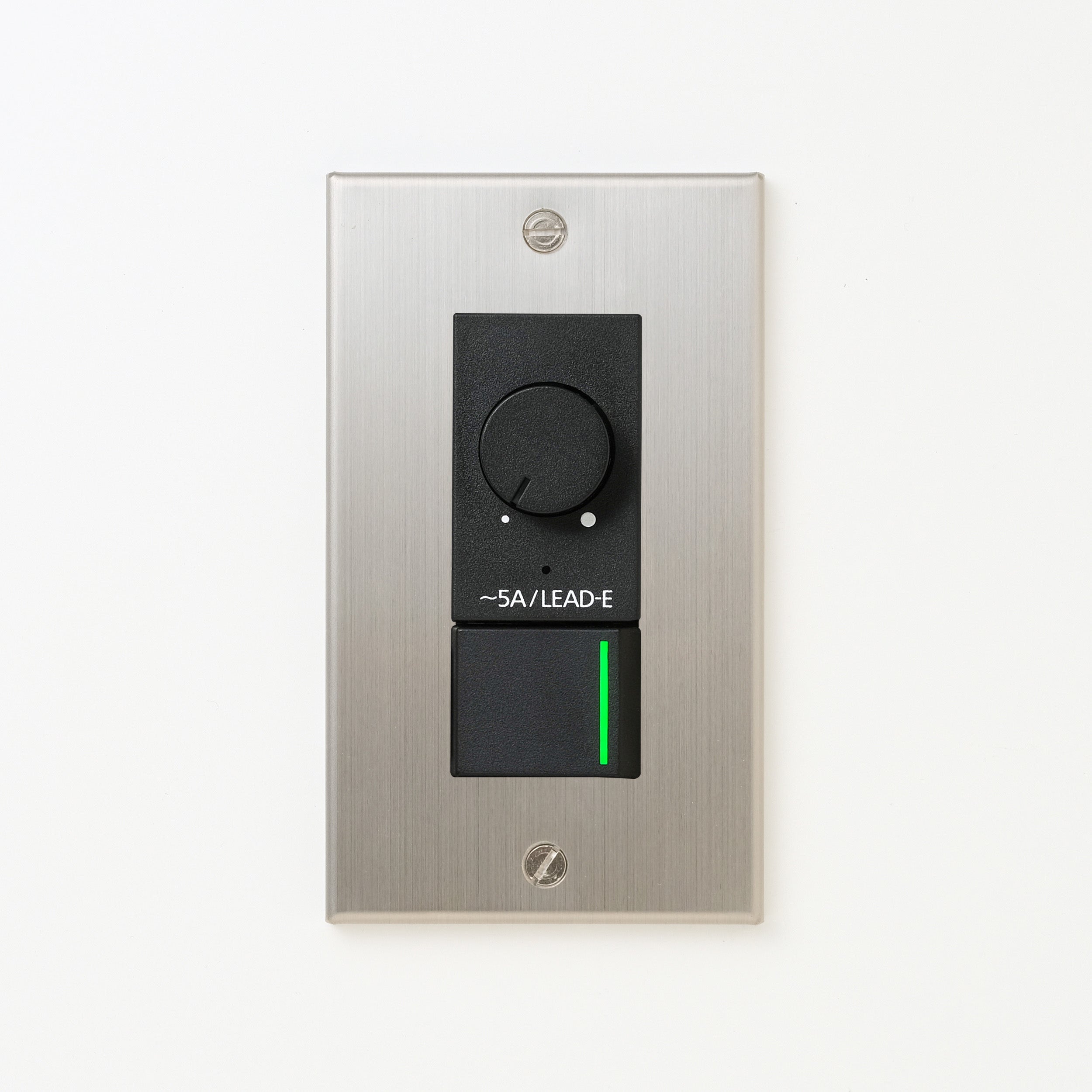 ステンレス（ヘアライン） プレート <br>+ NK 正位相制御方式ライトコントロール＋片切、3路ガイドランプ（グリーン）スイッチ　 ブラック