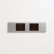 ステンレス（バイブレーション）家具用プレート<br>+ NK対応 埋込スイッチ シングル チョコ <br>+ NK 埋込コンセント チョコ