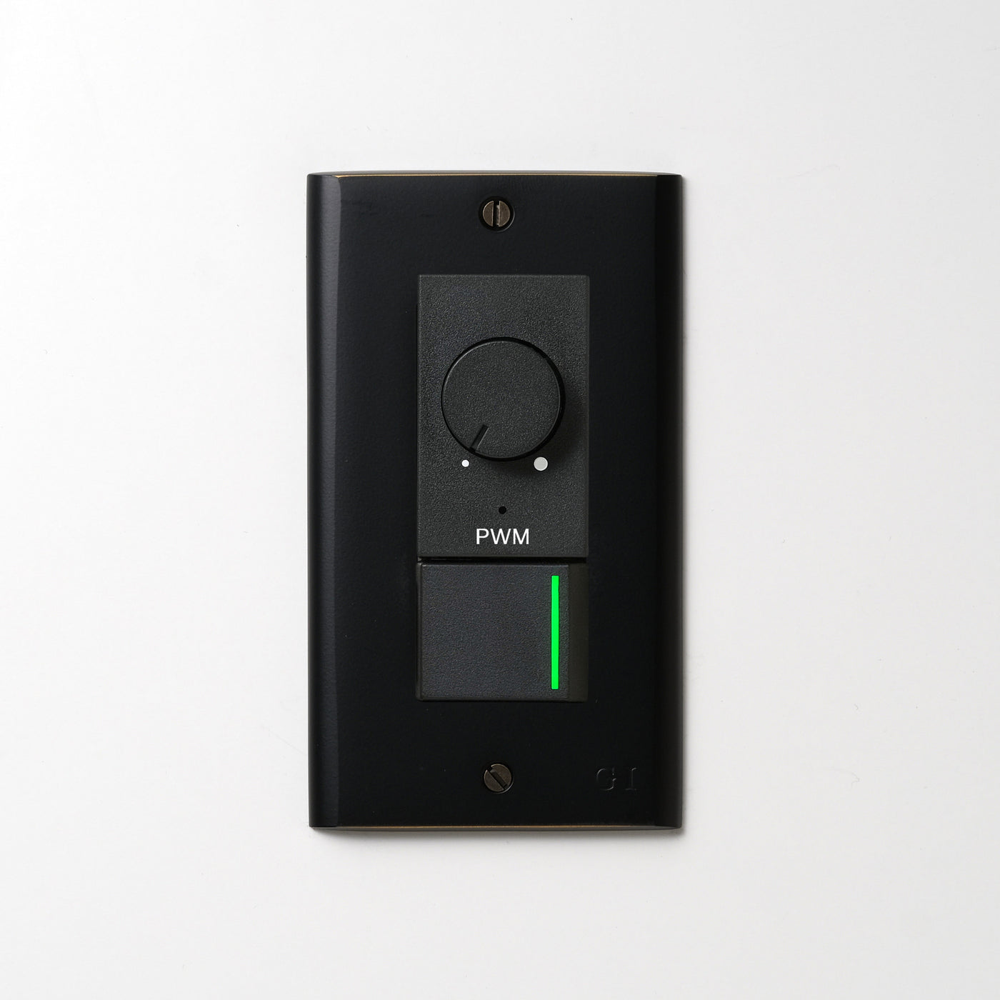 真鍮（マットブラック塗装）プレート <br>+ NK PWM制御方式(1ch)ライトコントロール＋片切、3路ガイドランプ（グリーン）スイッチ　 ブラック