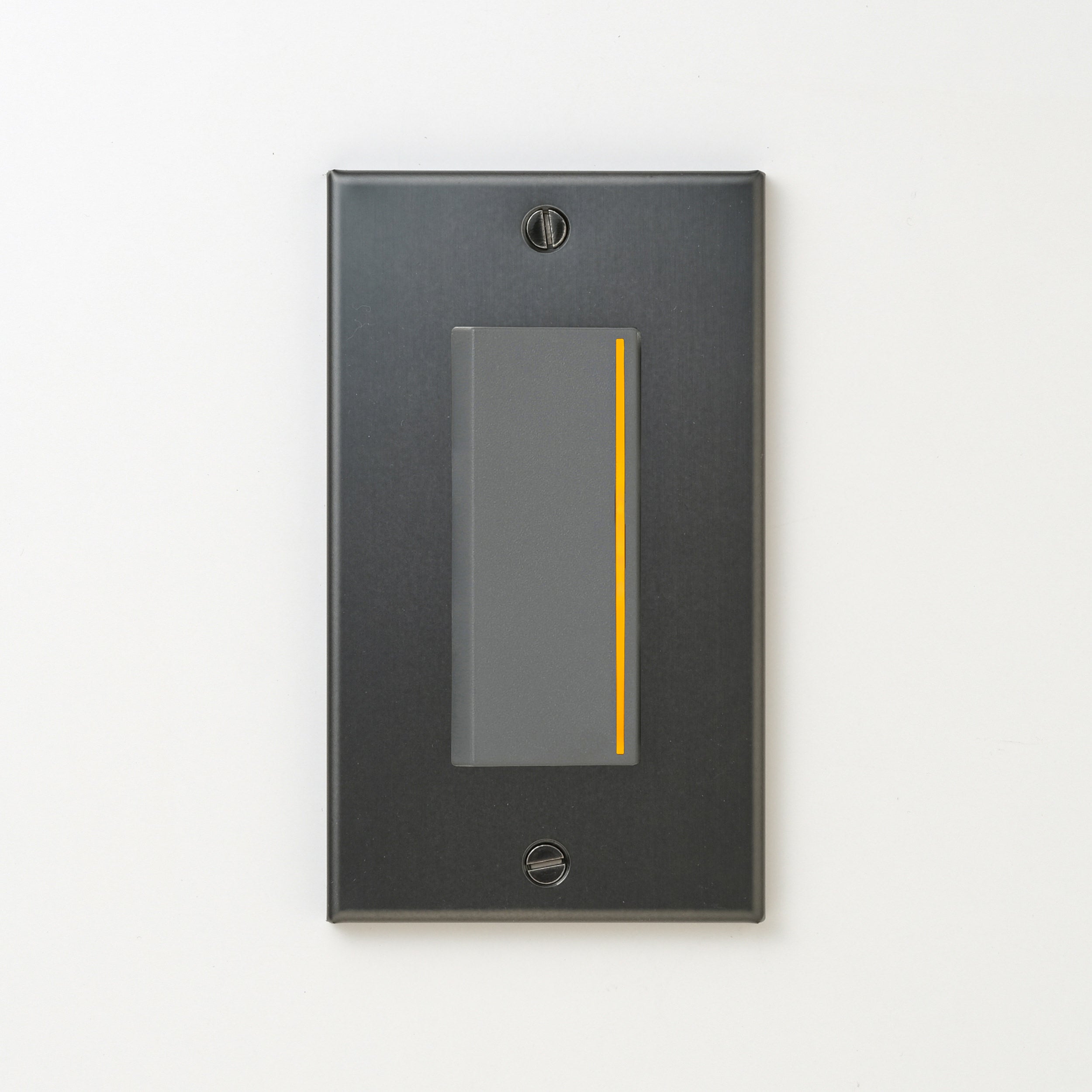 ステンレス（マットブラック）プレート <br>+ NK 片切、3路チェックランプ（オレンジ）付スイッチシングル  グレー