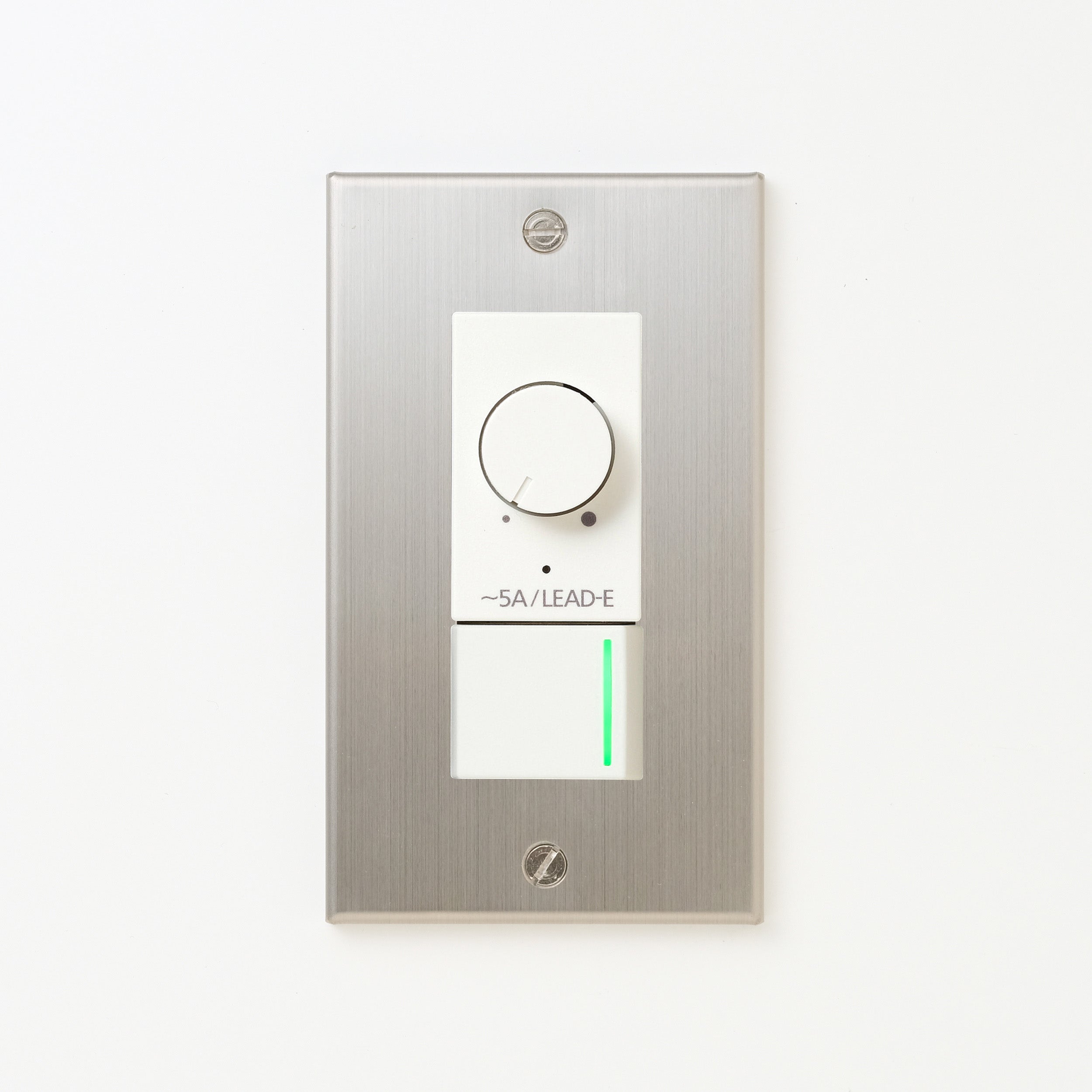 ステンレス（ヘアライン） プレート <br>+ NK 正位相制御方式ライトコントロール＋片切、3路ガイドランプ（グリーン）スイッチ　 ホワイト