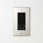 ステンレス素地 プレート <br>+ NK 埋込アースターミナル付接地ダブルコンセント　ブラック