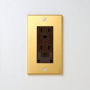 真鍮（素地） プレート <br>+ NK 埋込アースターミナル付接地ダブルコンセント　チョコ