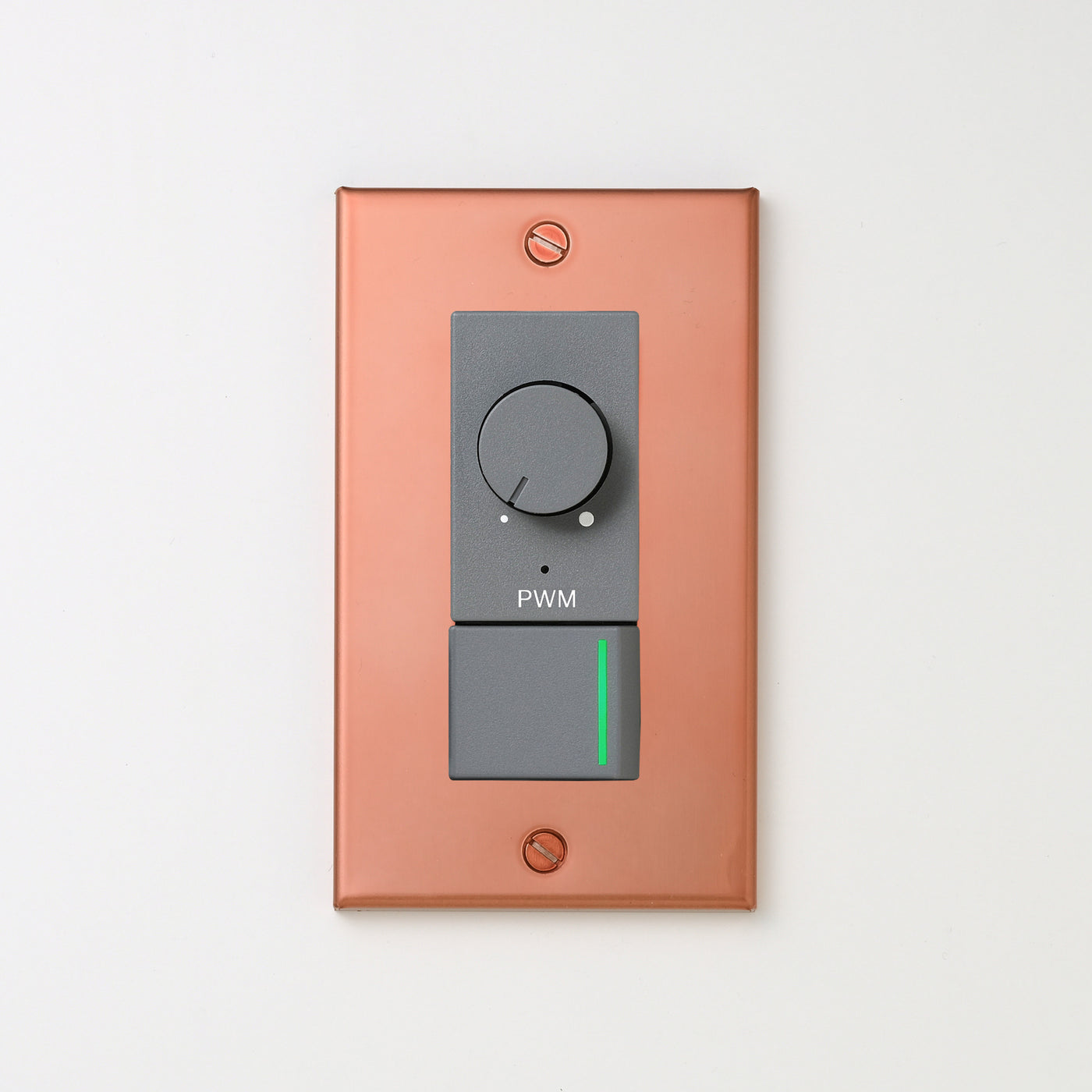 銅色（マット） プレート <br>+ NK PWM制御方式(1ch)ライトコントロール＋片切、3路ガイドランプ（グリーン）スイッチ　 グレー