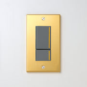 真鍮（素地） プレート <br>+ NK 片切、3路チェックランプ（オレンジ）スイッチダブル（上段大）  グレー