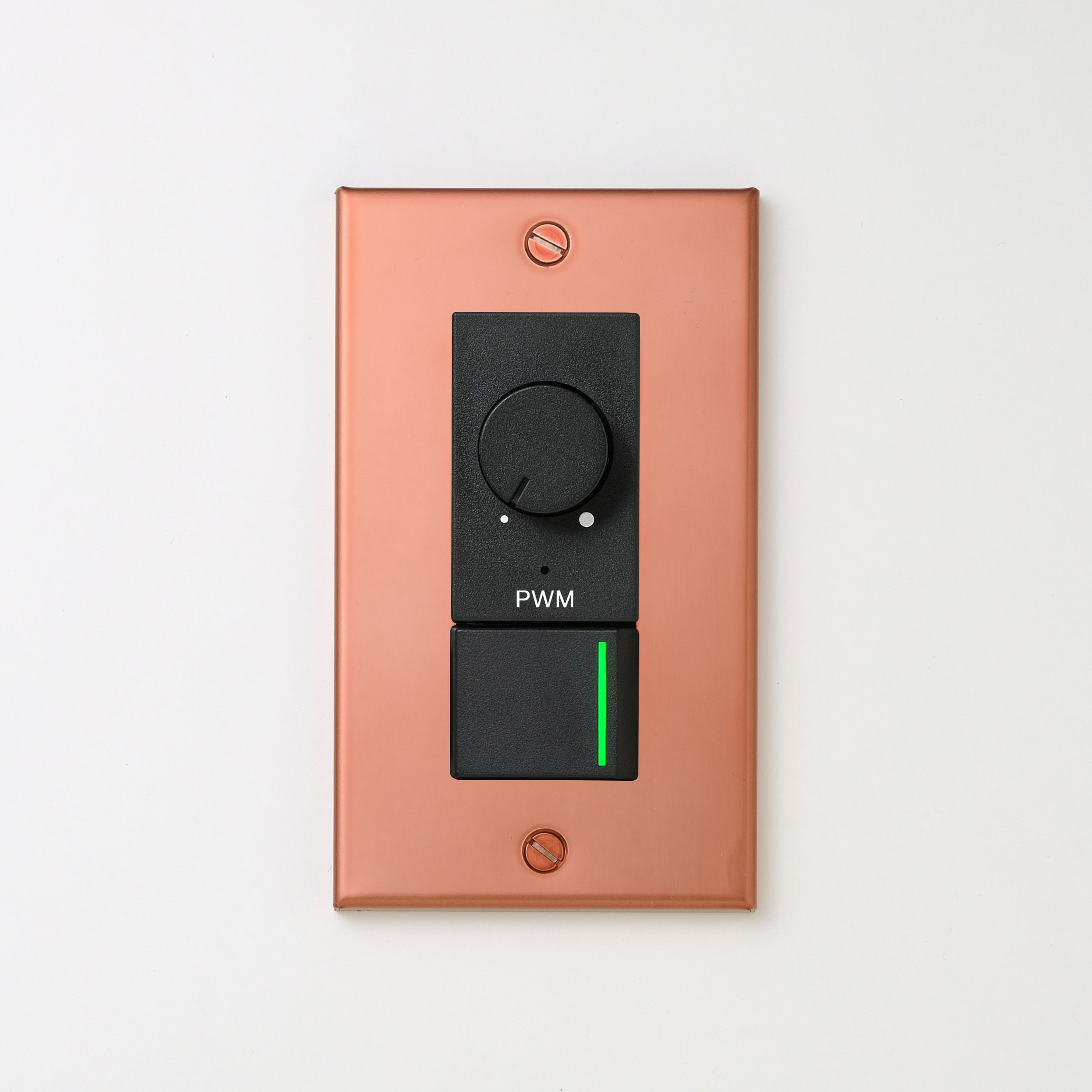 銅色（マット） プレート <br>+ NK PWM制御方式(1ch)ライトコントロール＋片切、3路ガイドランプ（グリーン）スイッチ　 ブラック