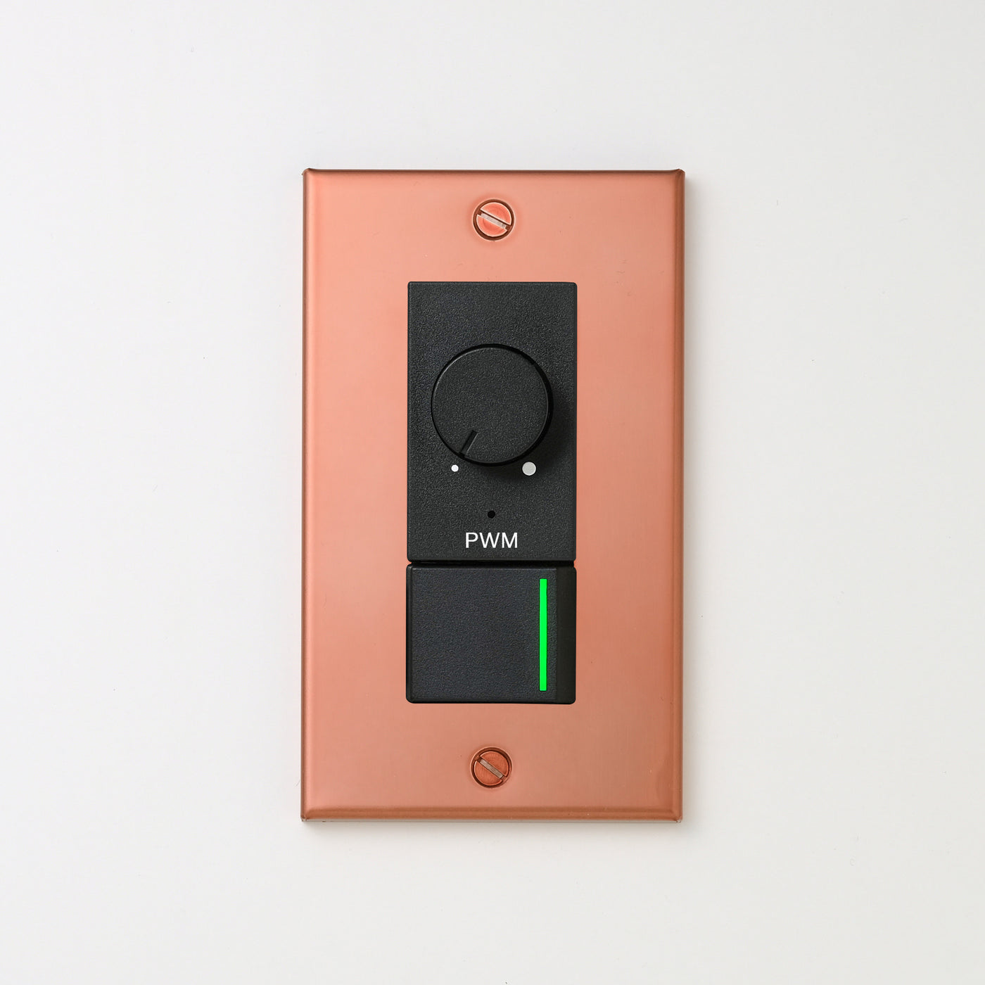 銅色（マット） プレート <br>+ NK PWM制御方式(1ch)ライトコントロール＋片切、3路ガイドランプ（グリーン）スイッチ　 ブラック