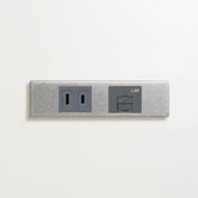 ステンレス（バイブレーション）家具用プレート<br>+ NK 埋込コンセント グレー <br>+ NK 埋込モジュラジャック8極8心 グレー