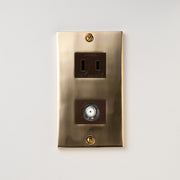 真鍮砂型鋳造（磨き）プレート<br>+ NK 新4K8K衛星放送対応 埋込小型高シールドテレビ端子 チョコ <br>+ NK 埋込コンセント チョコ