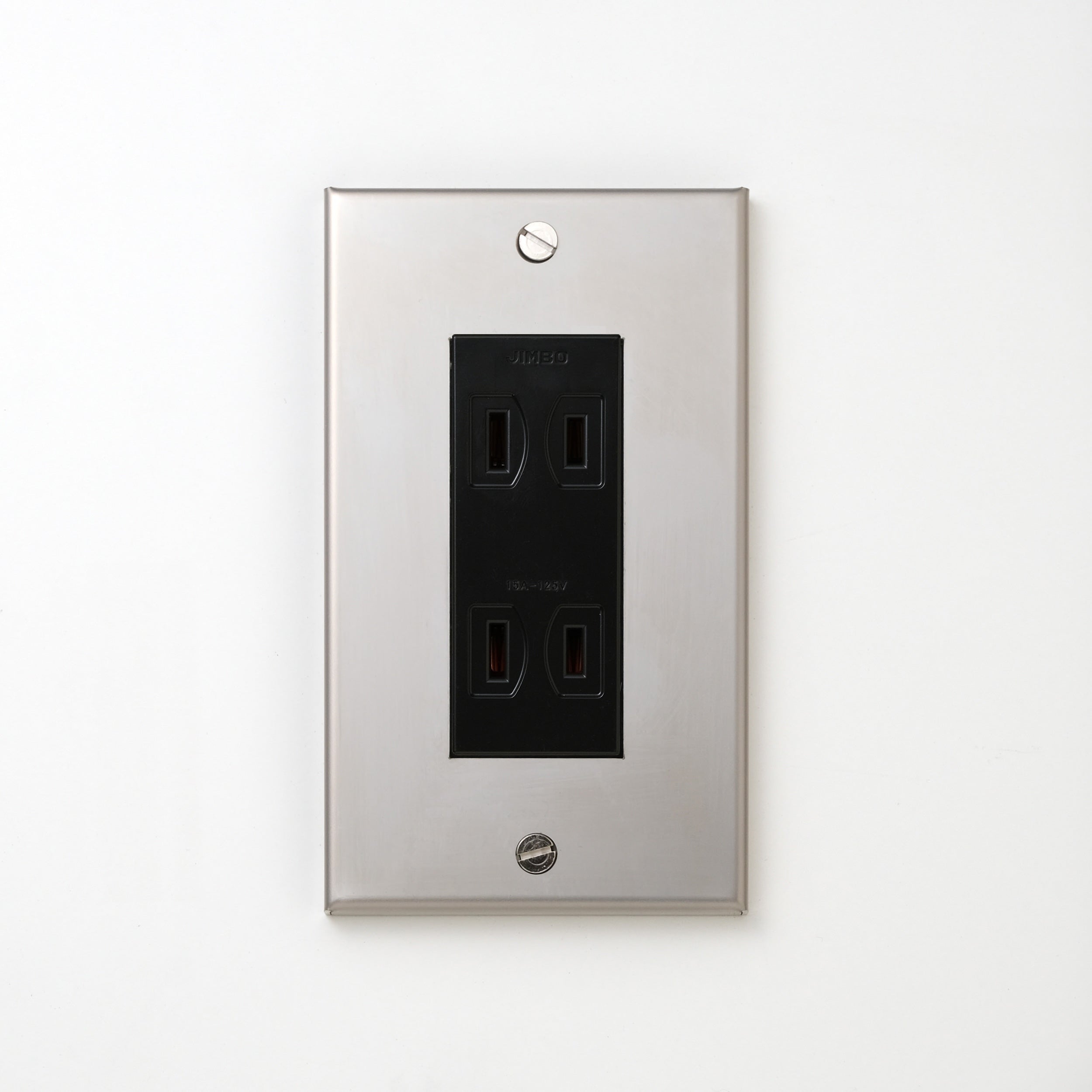 ステンレス（素地） プレート <br>+ NK ダブルコンセント ブラック