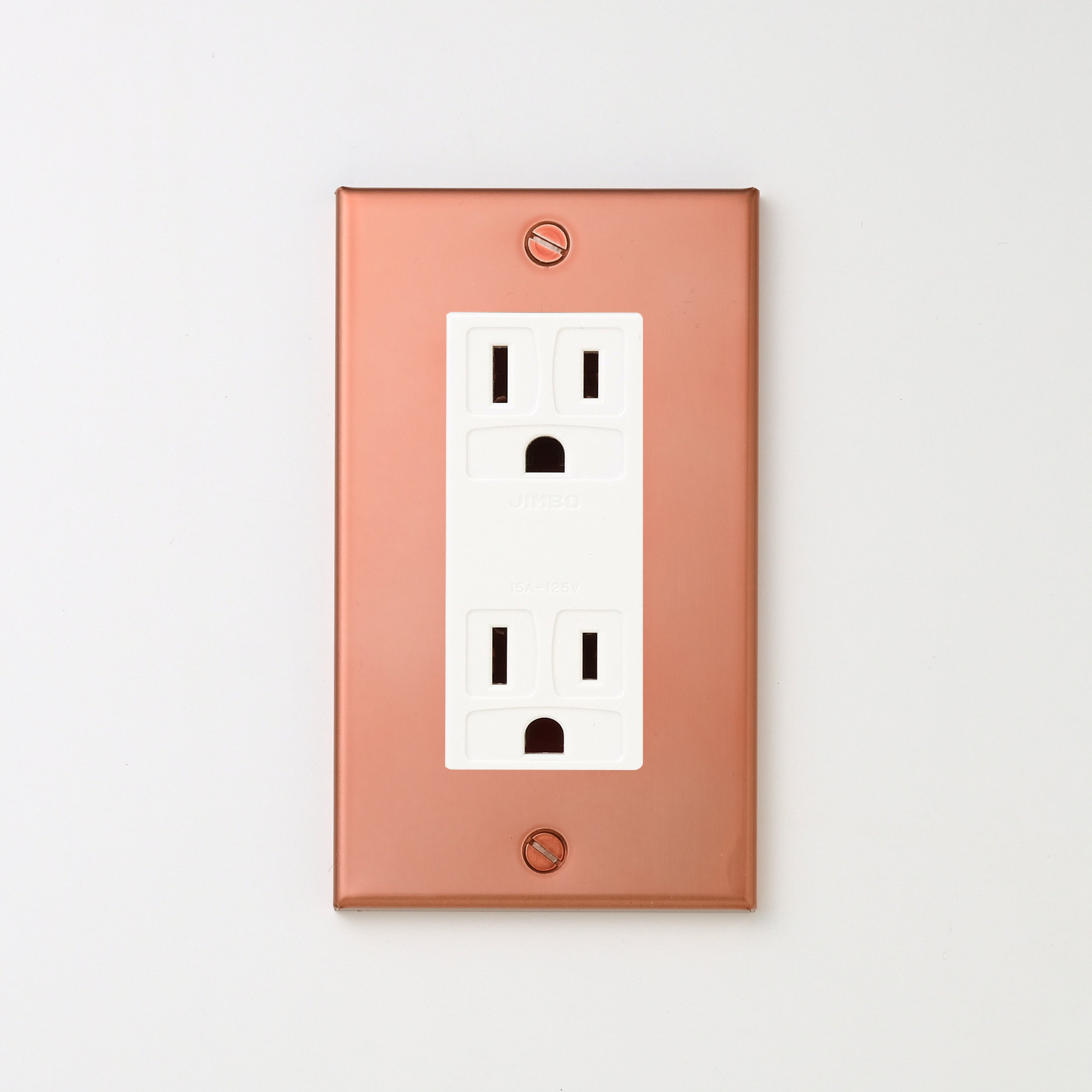 銅色（マット） プレート <br>+ NK 埋込接地（アース）ダブルコンセント　ホワイト