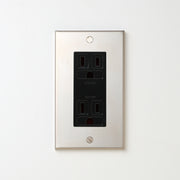 ステンレス素地 プレート <br>+ NK 埋込接地（アース）ダブルコンセント　ブラック