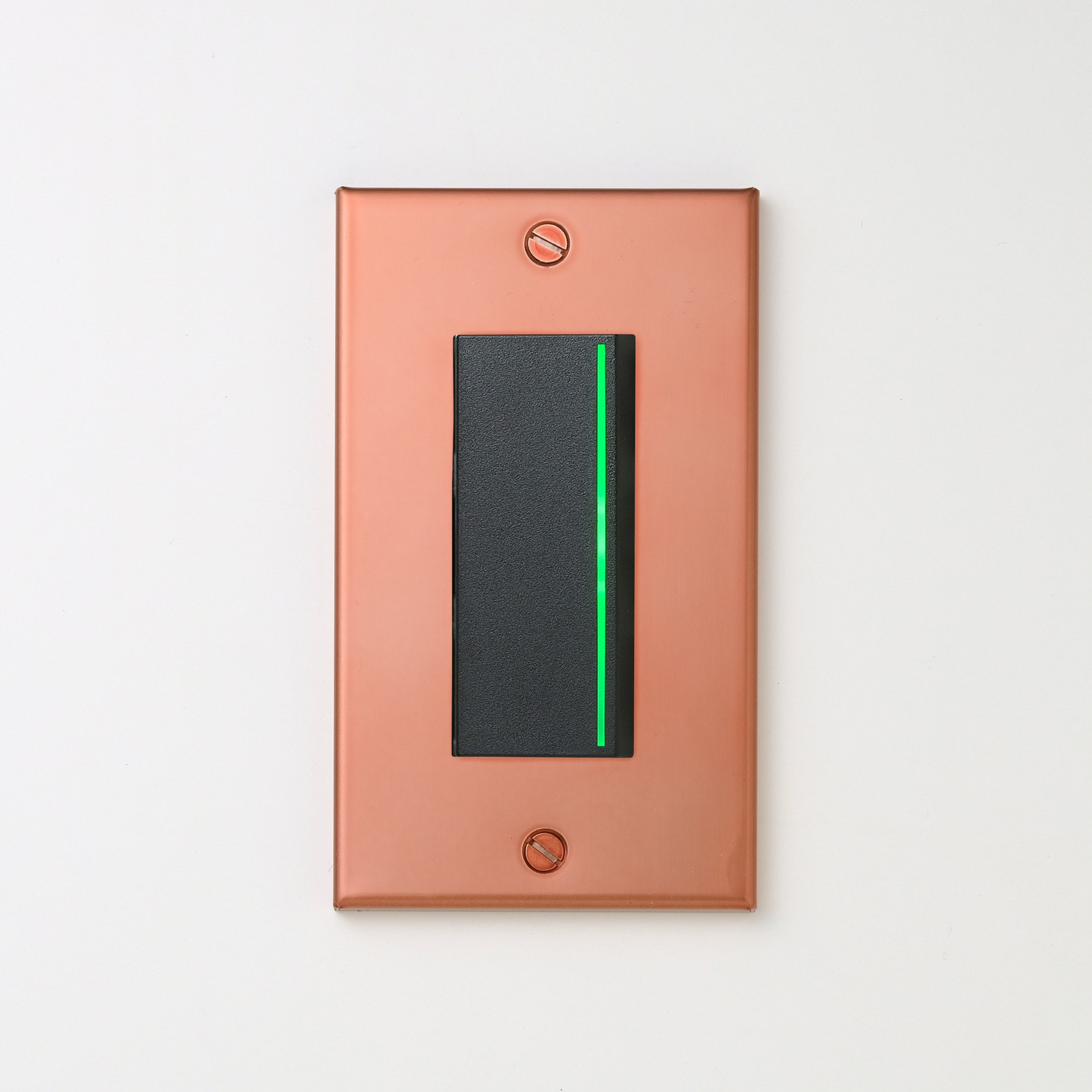 銅色（マット） プレート <br>+ NK 片切、3路ガイドランプ（グリーン）付スイッチシングル  ブラック