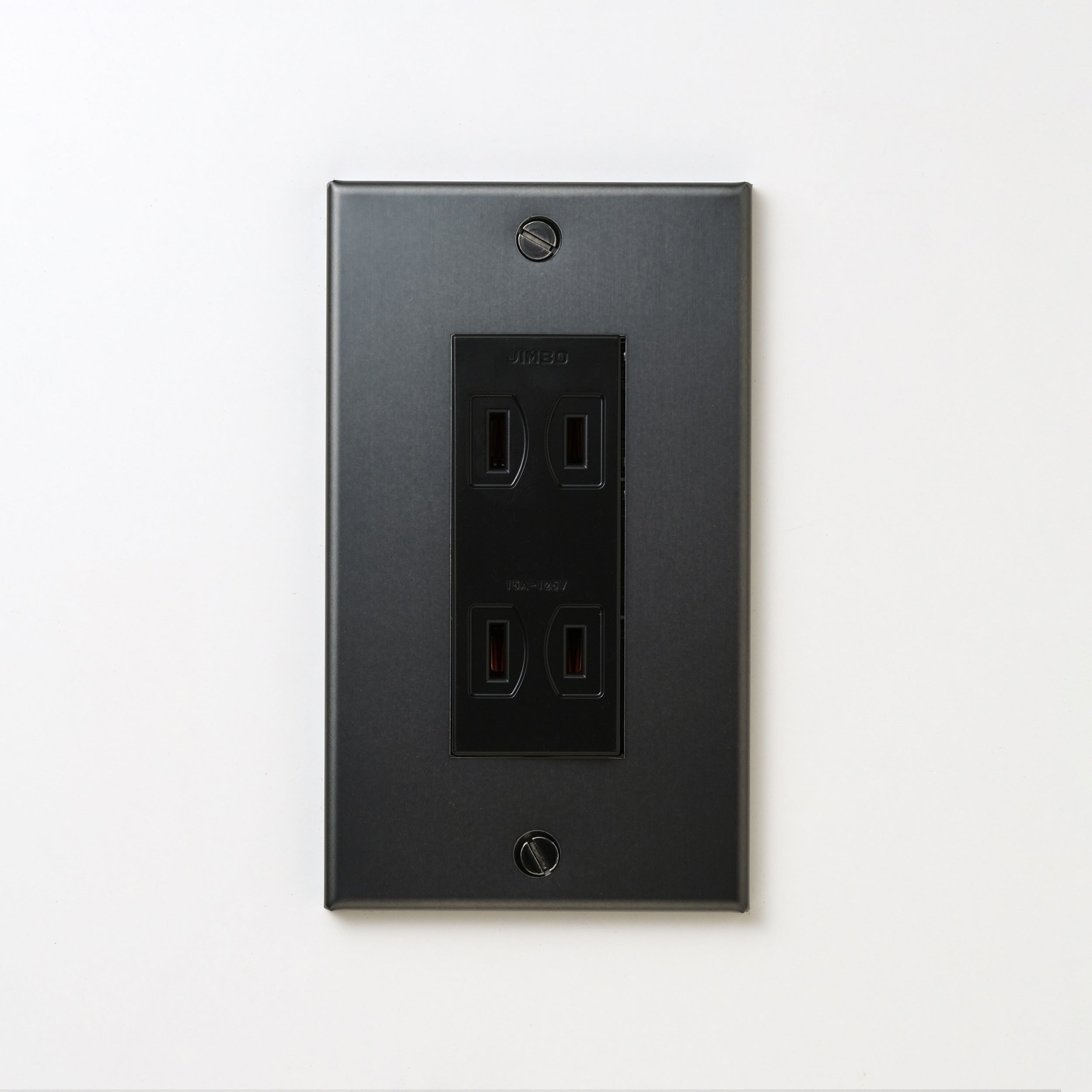 ステンレス（マットブラック）プレート <br>+ NK ダブルコンセント ブラック