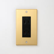 真鍮（素地） プレート <br>+ NK ダブルコンセント ブラック