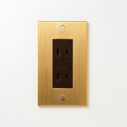 真鍮（ヘアライン） プレート <br>+ NK ダブルコンセント チョコ