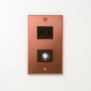 銅色（マット） プレート<br>+ NK 新4K8K衛星放送対応 埋込小型高シールドテレビ端子 チョコ <br>+ NK 埋込コンセント チョコ