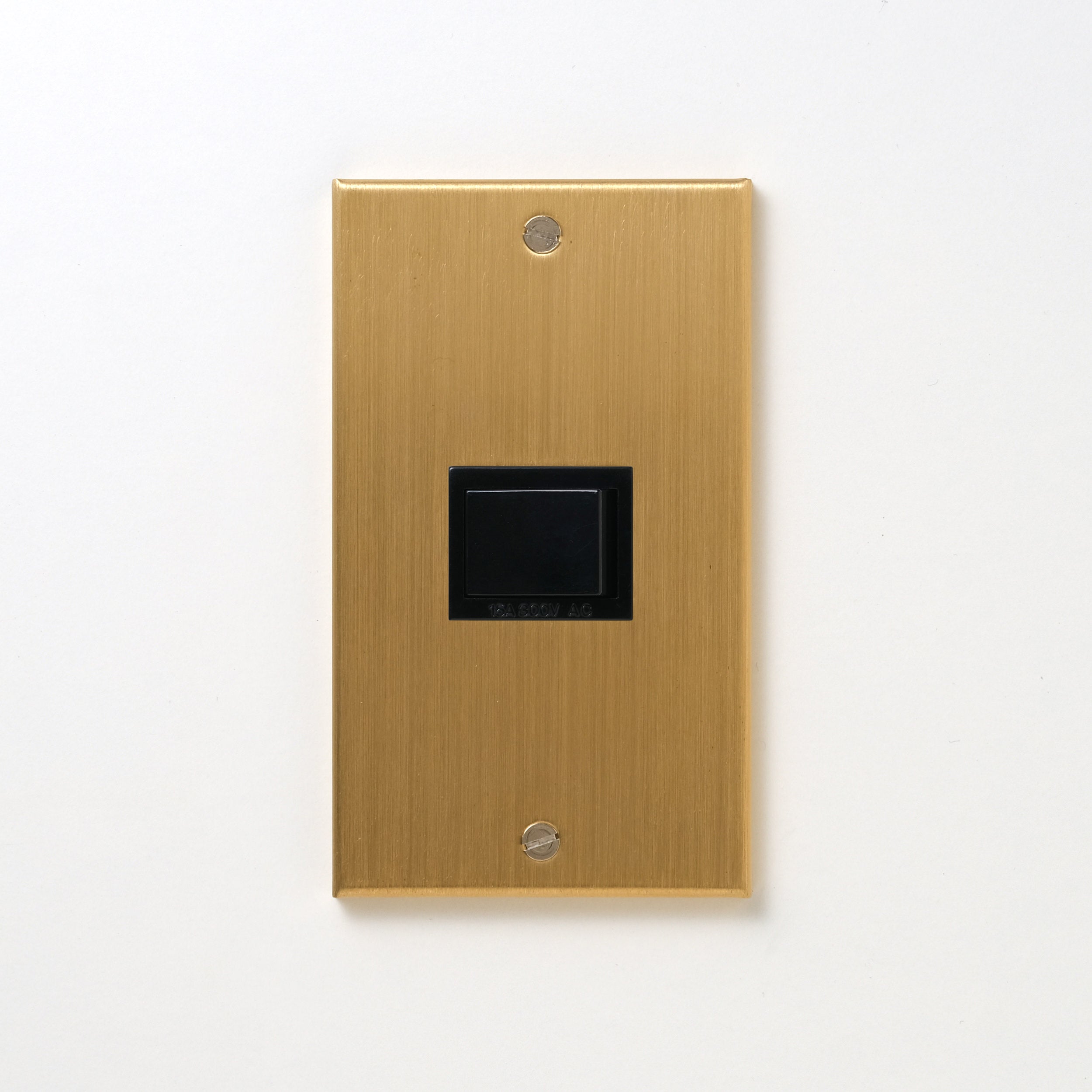 真鍮（ヘアライン） プレート<br>+ パナソニック 埋込スイッチ シングル ブラック