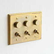 フタガミ スイッチ 真鍮 ３連 ３トグル ＋ ３LED調光器