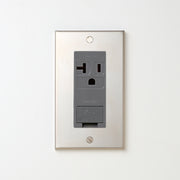 ステンレス素地 プレート <br>+ NK 埋込アースターミナル付接地15A、20Aコンセント 125V　グレー