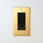 真鍮（素地） プレート <br>+ NK 埋込アースターミナル付接地ダブルコンセント　ブラック