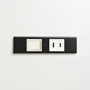 ステンレス（マットブラック）家具用プレート<br>+ パナソニック 埋込スイッチ シングル ホワイト <br>+ NK 埋込コンセント ホワイト