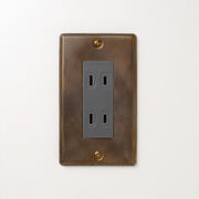 真鍮（燻し） プレート <br>+ NK ダブルコンセント グレー