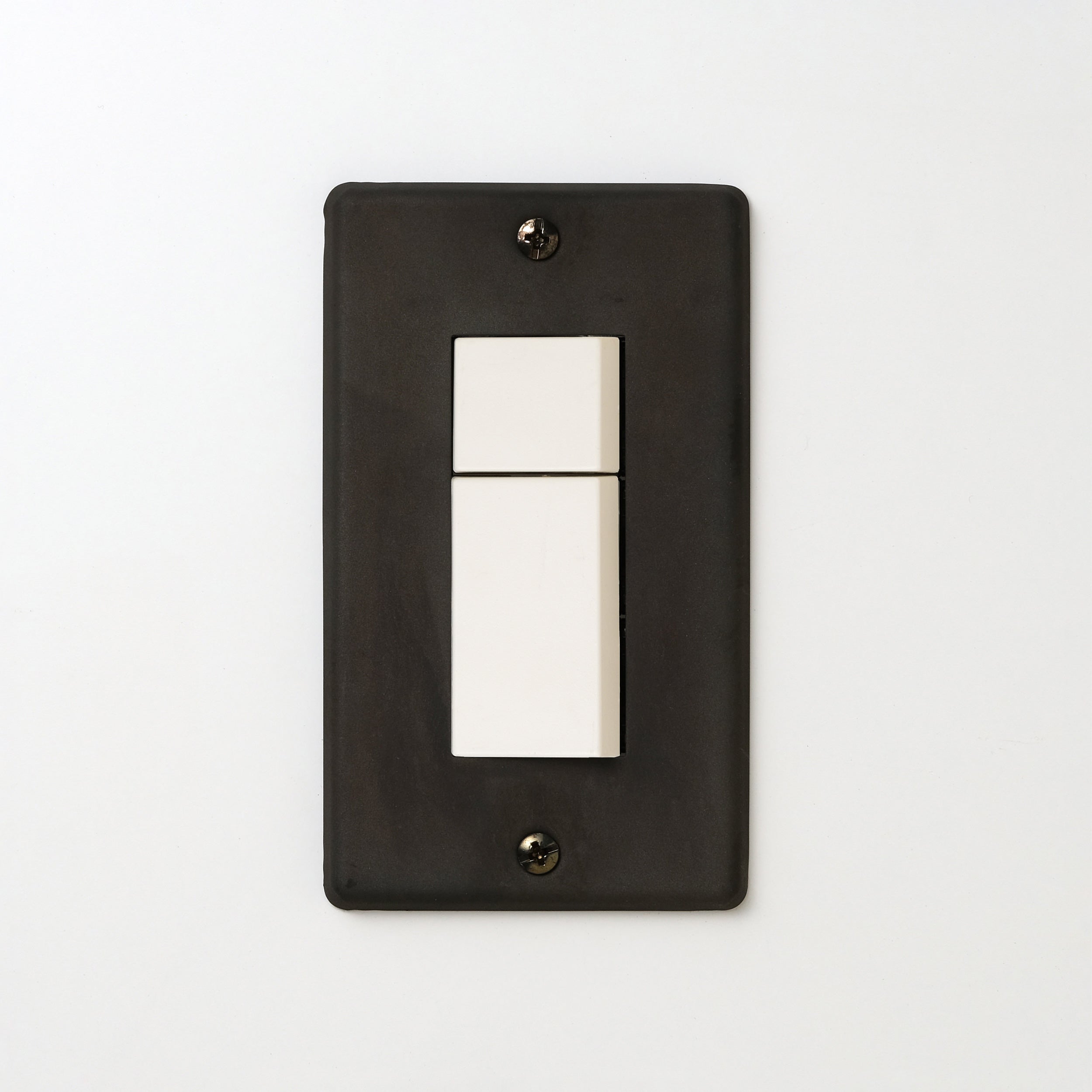 ステンレス（黒染）プレート <br>+ NK スイッチダブル ホワイト プレート