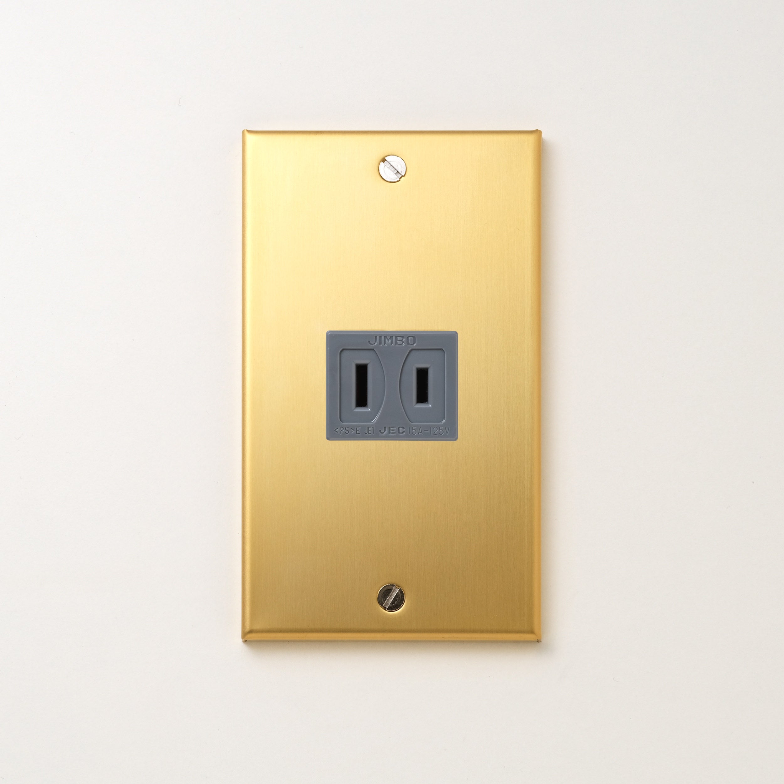 真鍮（素地） プレート<br>+ NK 埋込コンセント グレー