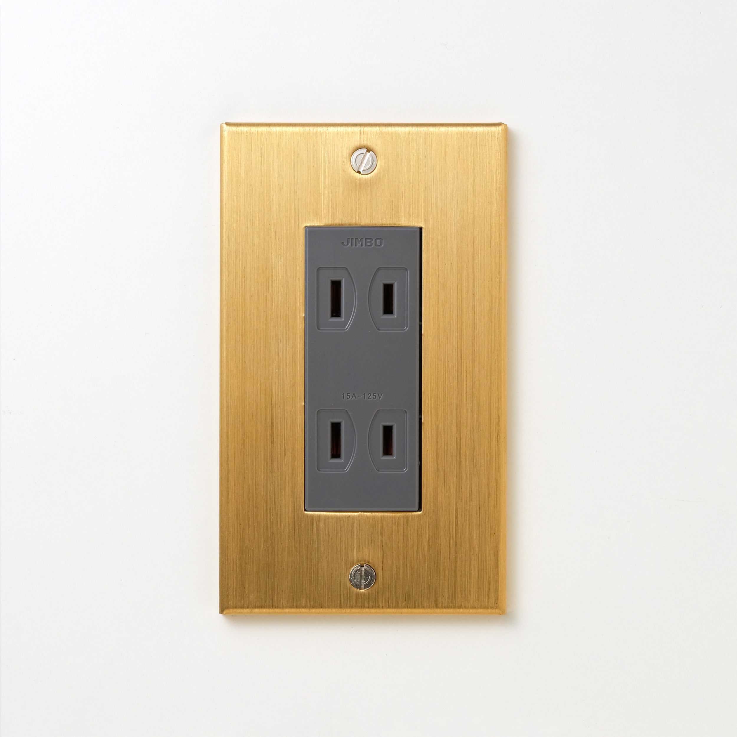 真鍮（ヘアライン） プレート <br>+ NK ダブルコンセント グレー