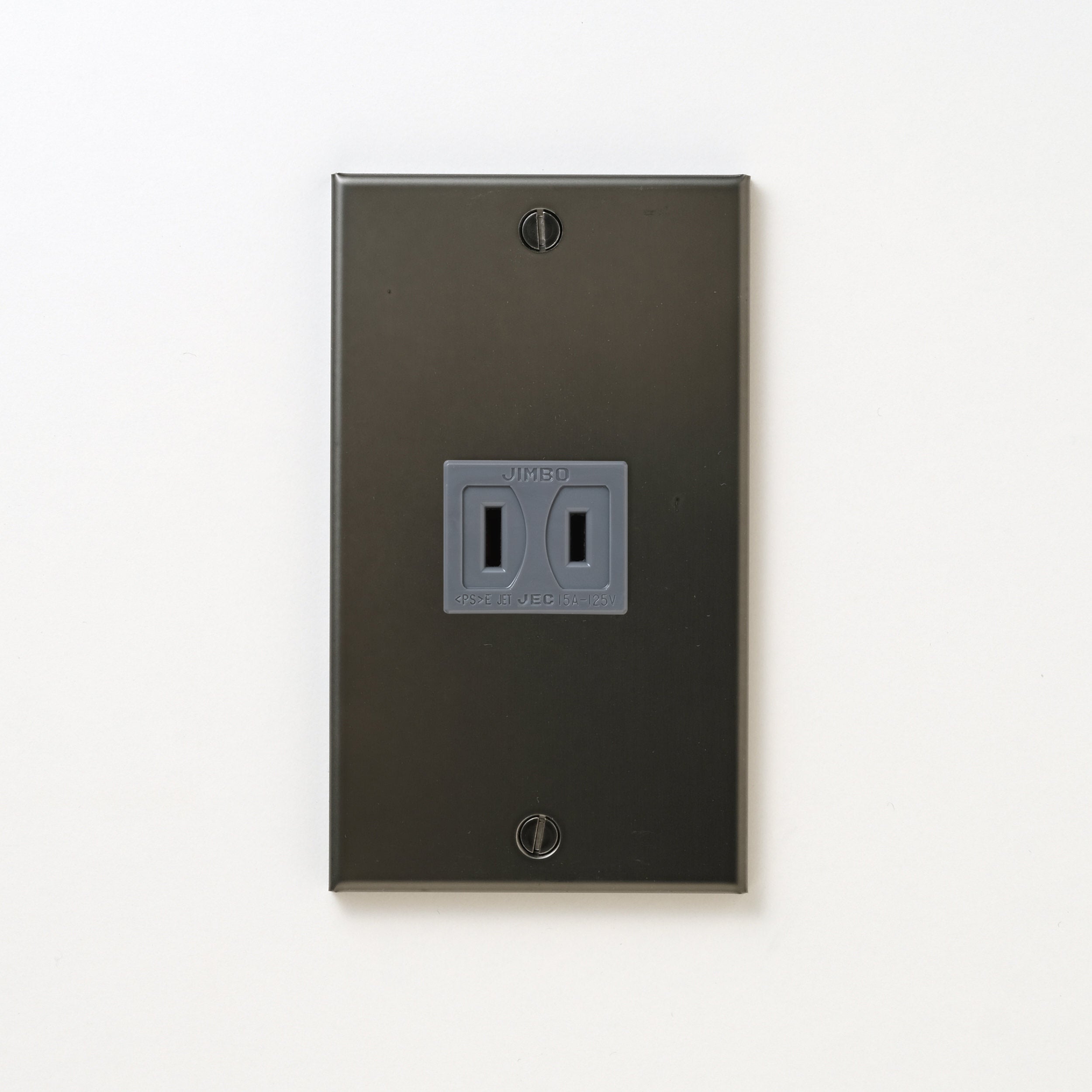 ステンレス（マットブラック）プレート<br>+ NK 埋込コンセント グレー