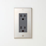 ステンレス素地 プレート <br>+ NK 埋込接地（アース）ダブルコンセント　グレー