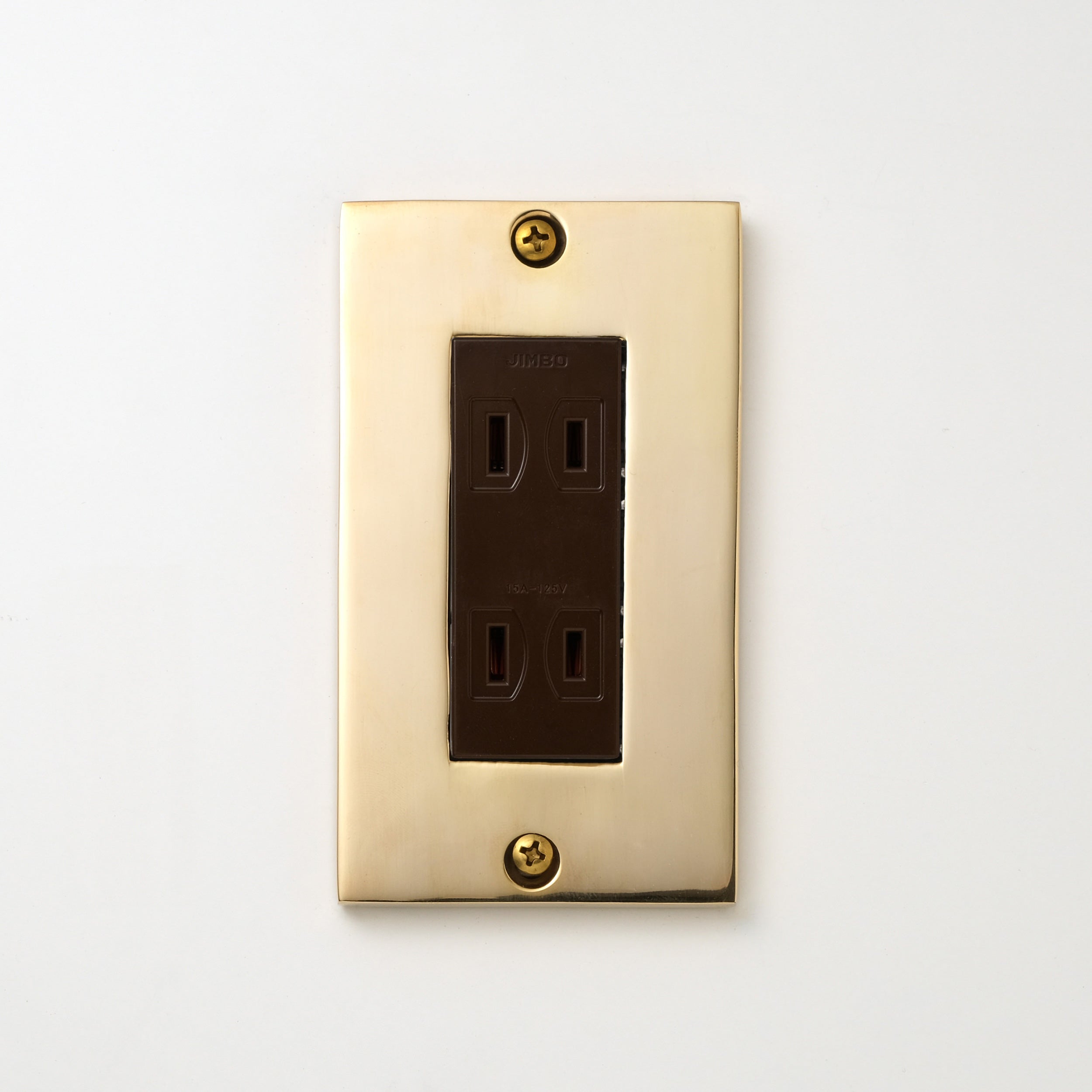 真鍮砂型鋳造（磨き）プレート <br>+ NK ダブルコンセント チョコ