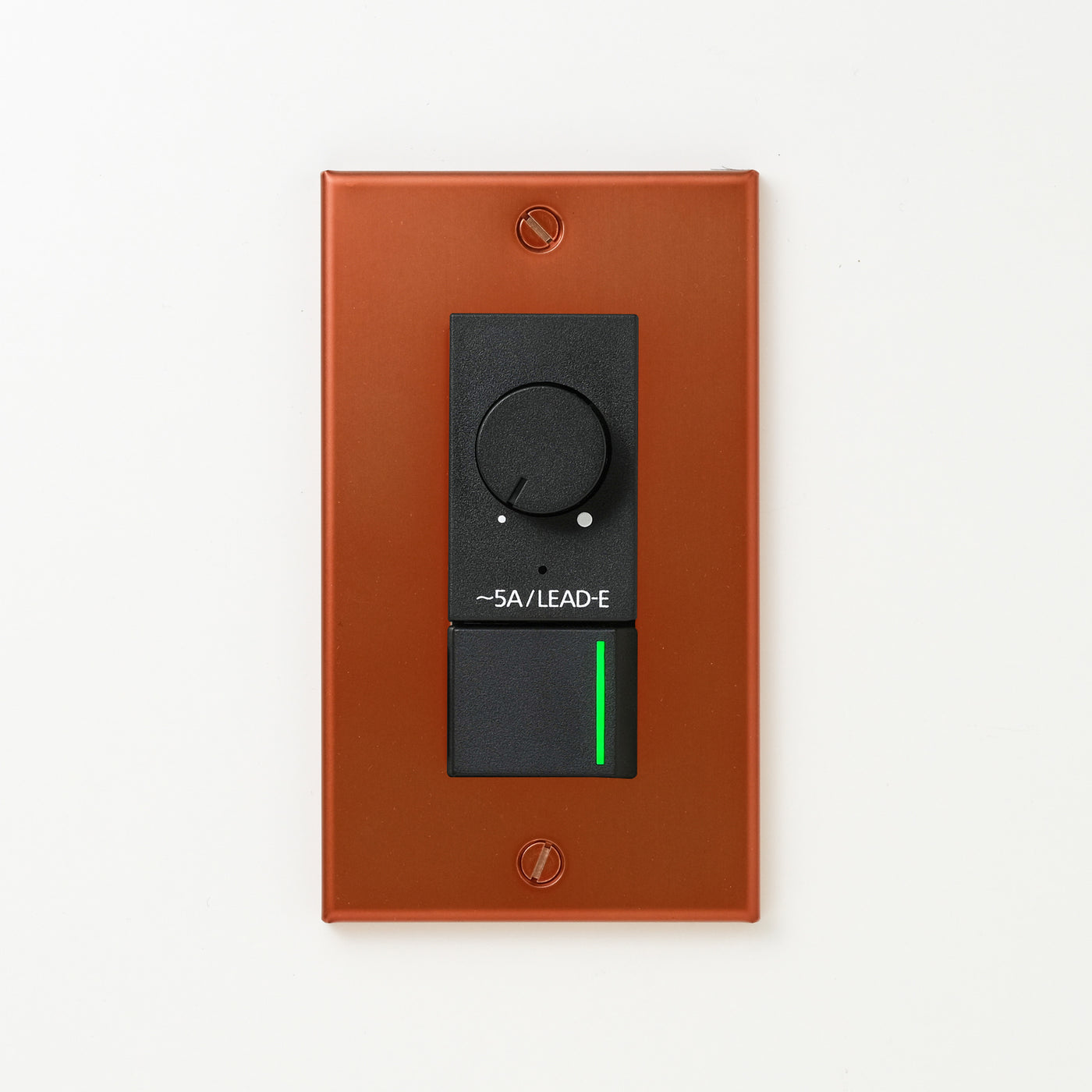 銅色（磨き） プレート <br>+ NK 正位相制御方式ライトコントロール＋片切、3路ガイドランプ（グリーン）スイッチ　 ブラック