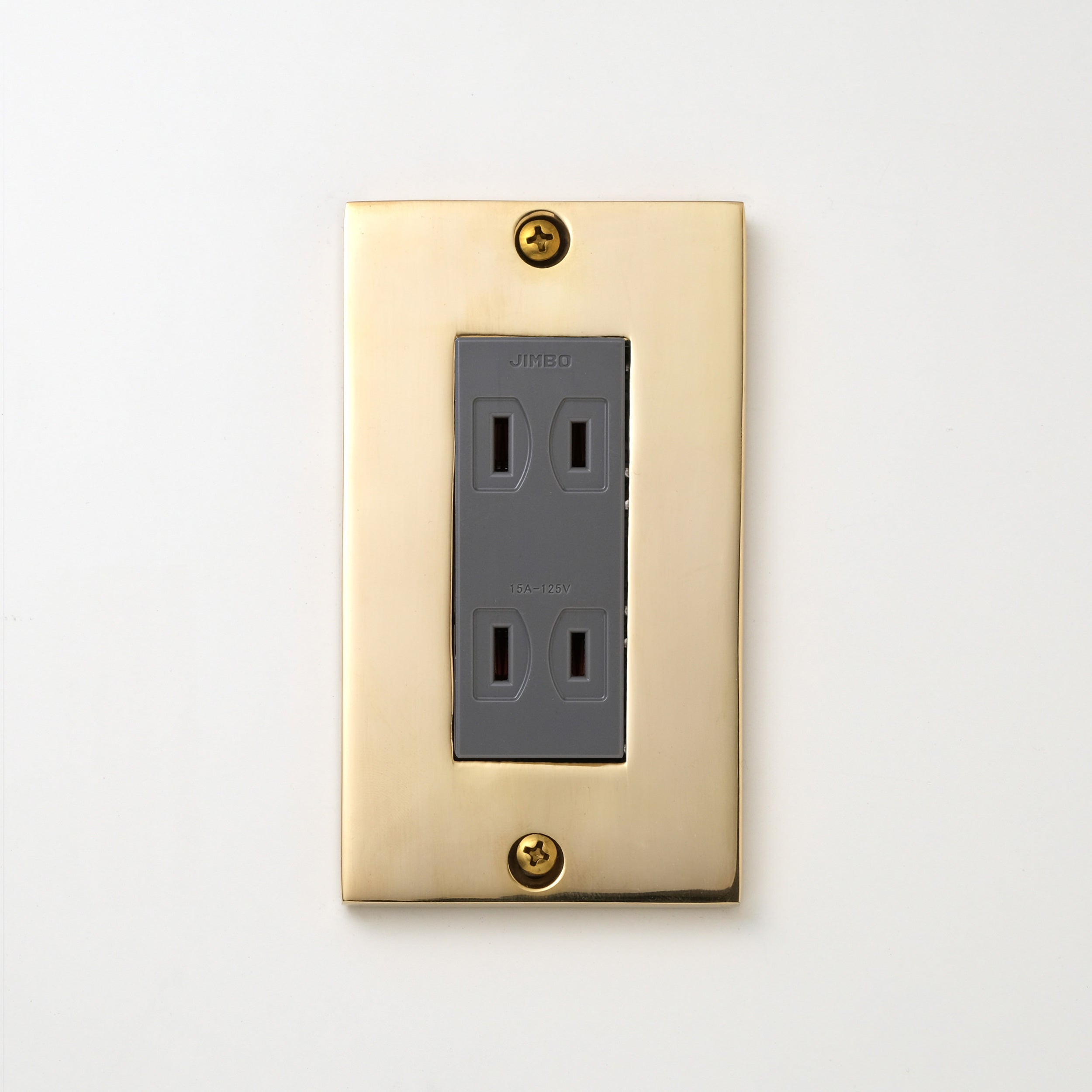 真鍮砂型鋳造（磨き）プレート <br>+ NK ダブルコンセント グレー