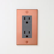 銅色（マット） プレート <br>+ NK 埋込接地（アース）ダブルコンセント　グレー