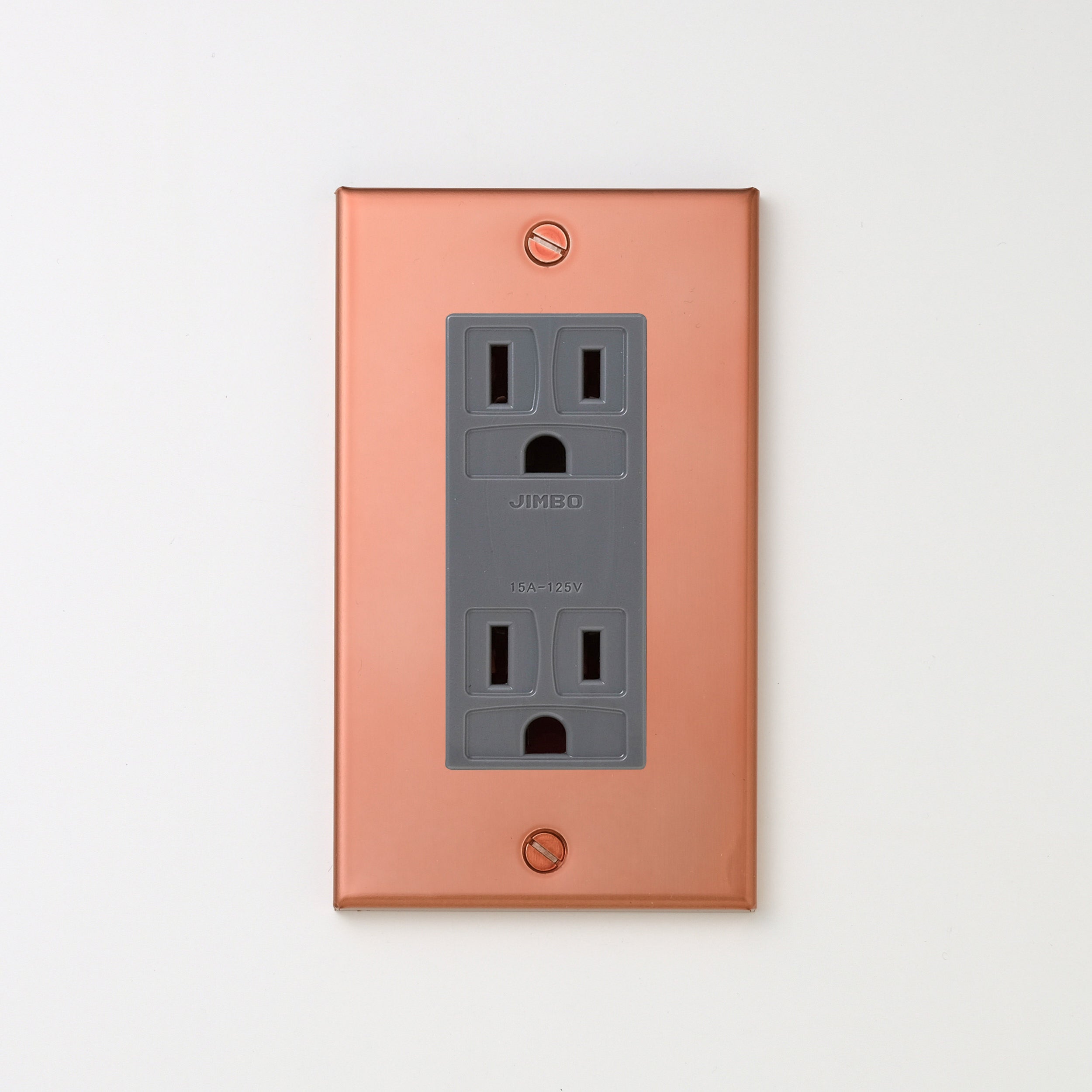 銅色（マット） プレート <br>+ NK 埋込接地（アース）ダブルコンセント　グレー