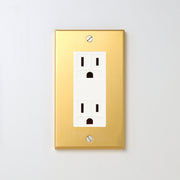 真鍮（素地） プレート <br>+ NK 埋込接地（アース）ダブルコンセント　ホワイト