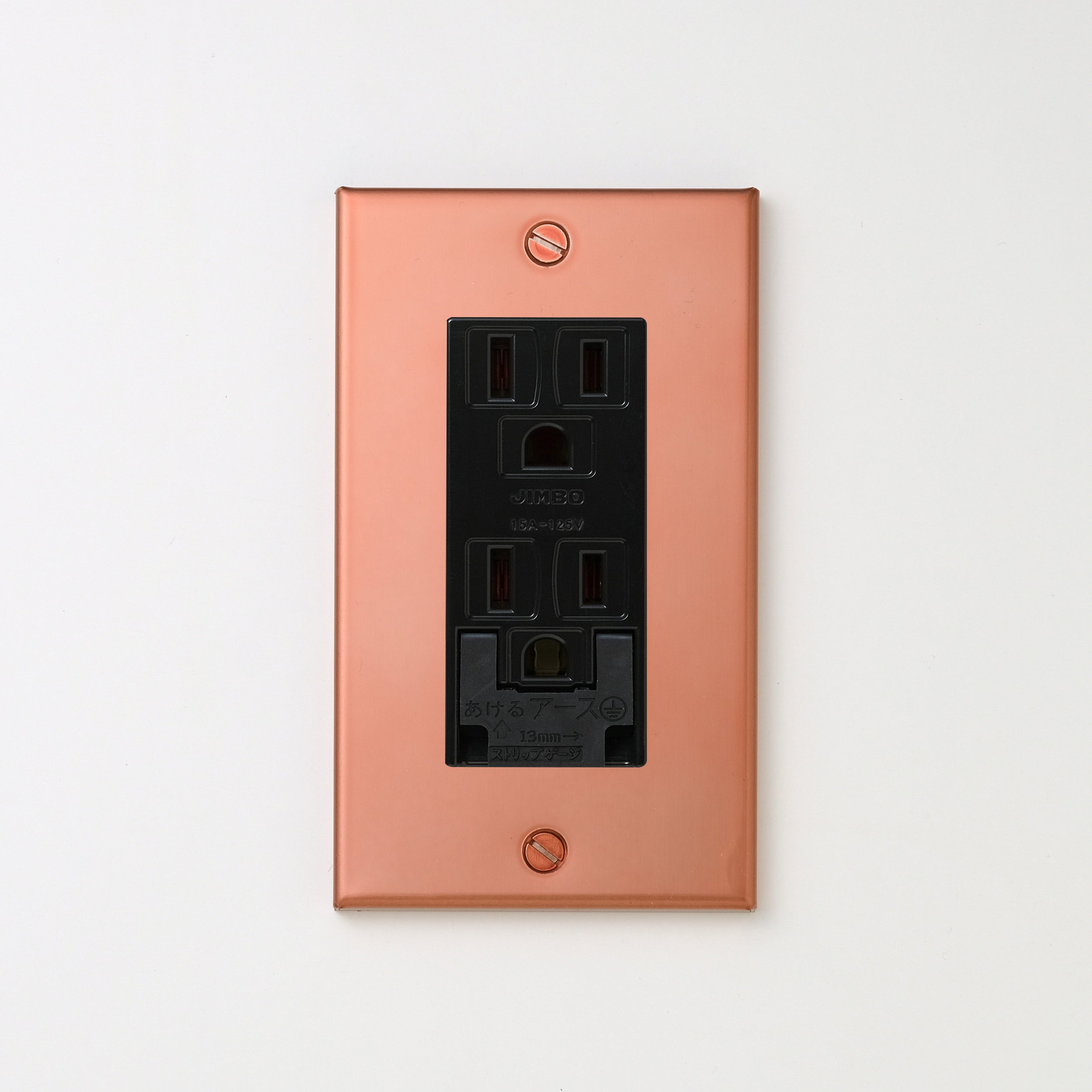 銅色（マット） プレート <br>+ NK 埋込アースターミナル付接地ダブルコンセント　ブラック