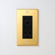 真鍮（素地） プレート <br>+ NK 埋込接地（アース）ダブルコンセント　ブラック