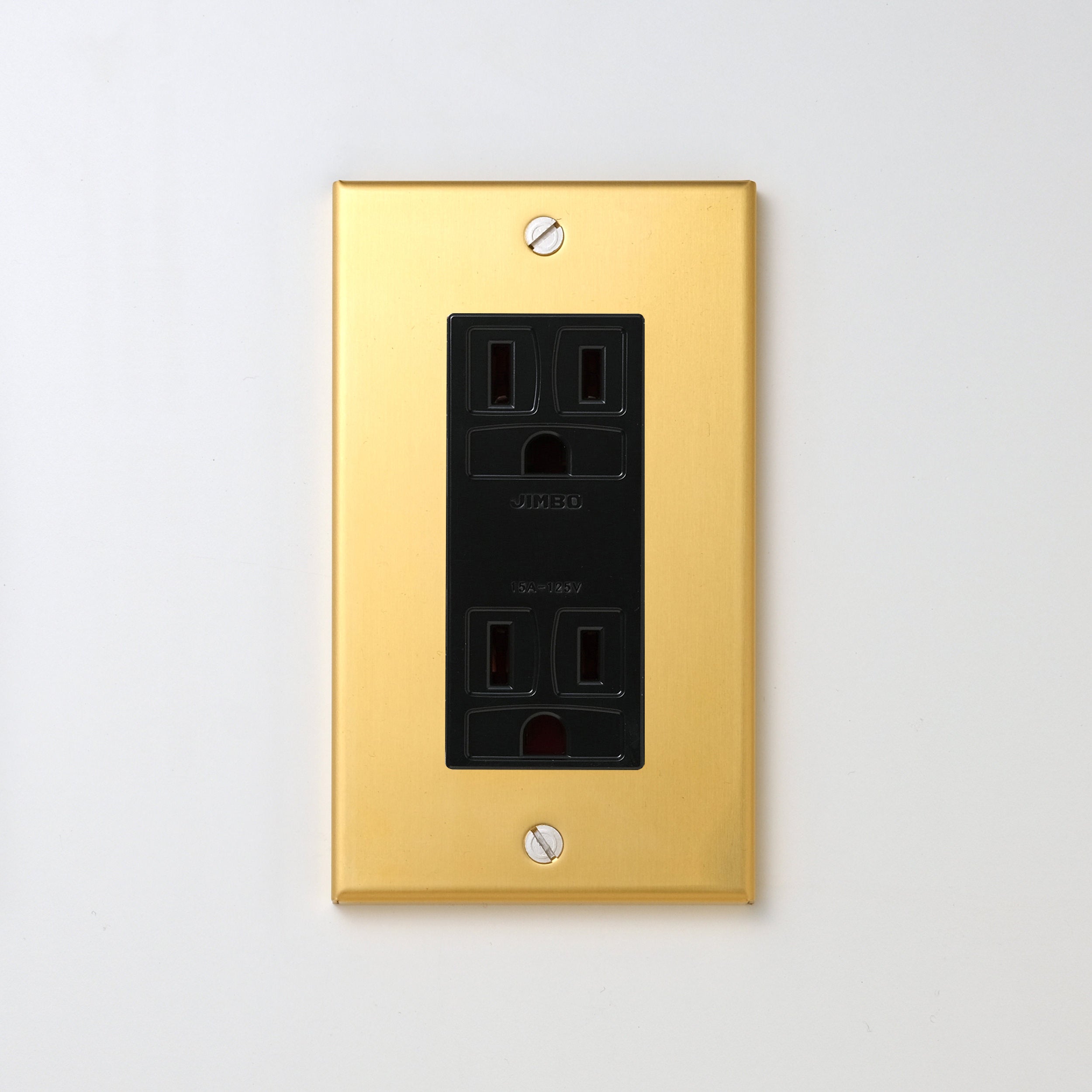 真鍮（素地） プレート <br>+ NK 埋込接地（アース）ダブルコンセント　ブラック