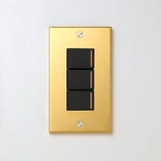 真鍮（素地） プレート <br>+ NK 片切、3路チェックランプ（オレンジ）スイッチトリプル  ブラック